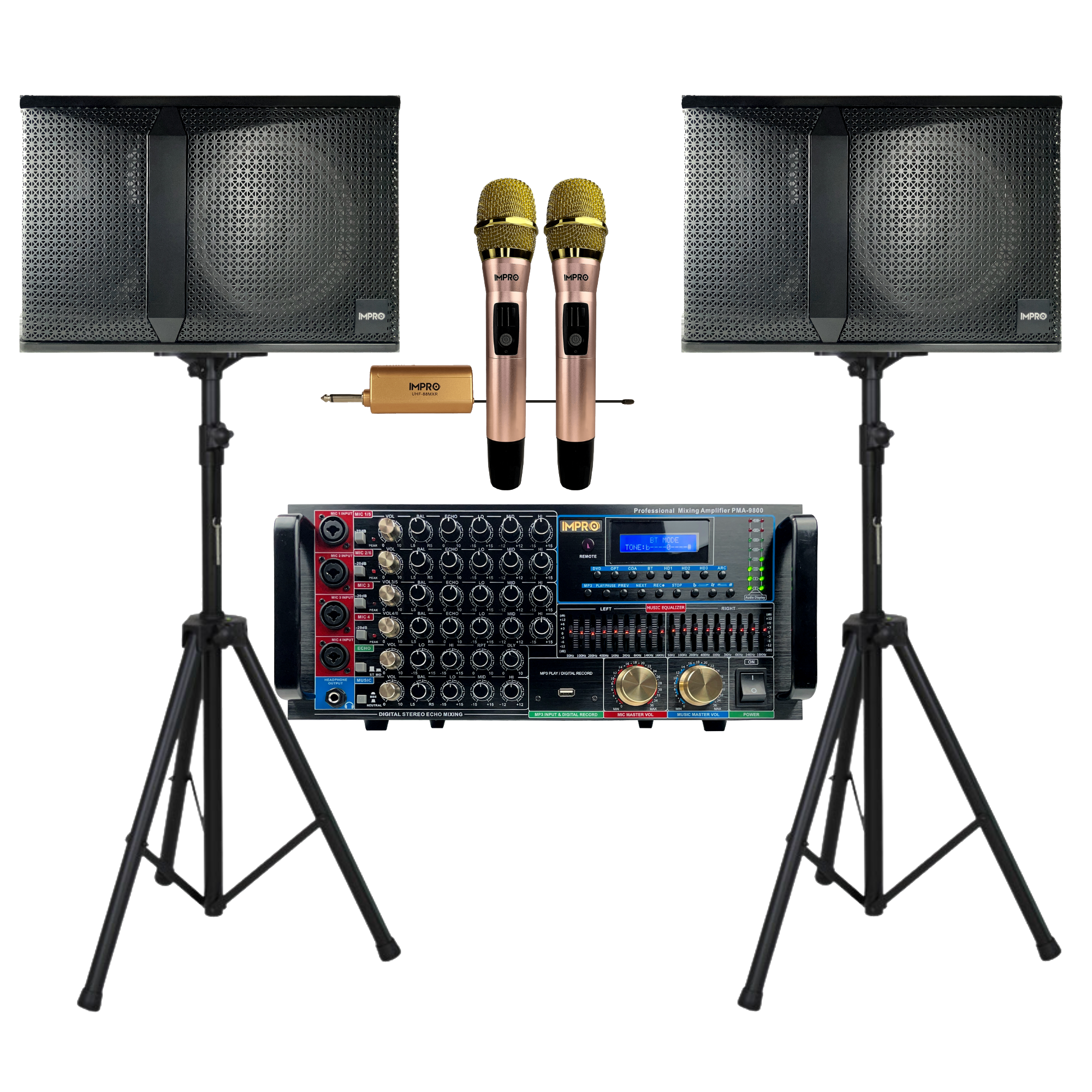 ImPro Epic Star Package 2 with Mixing Amplifier, Speakers, Microphones, and Accessories (5 items)