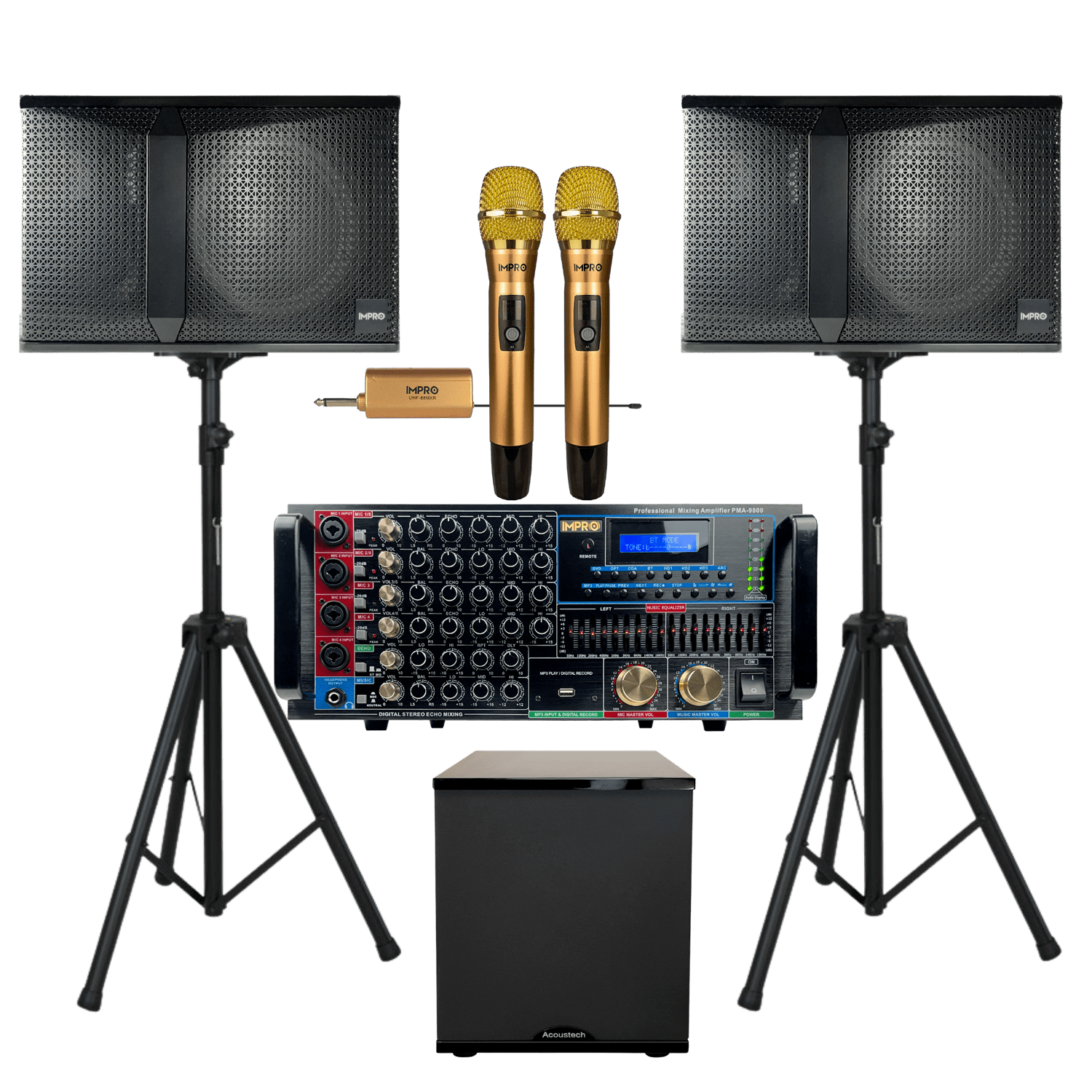 ImPro Epic Star Plus Package 2 with Mixing Amplifier, Speakers, Microphones, and Accessories (6 items)