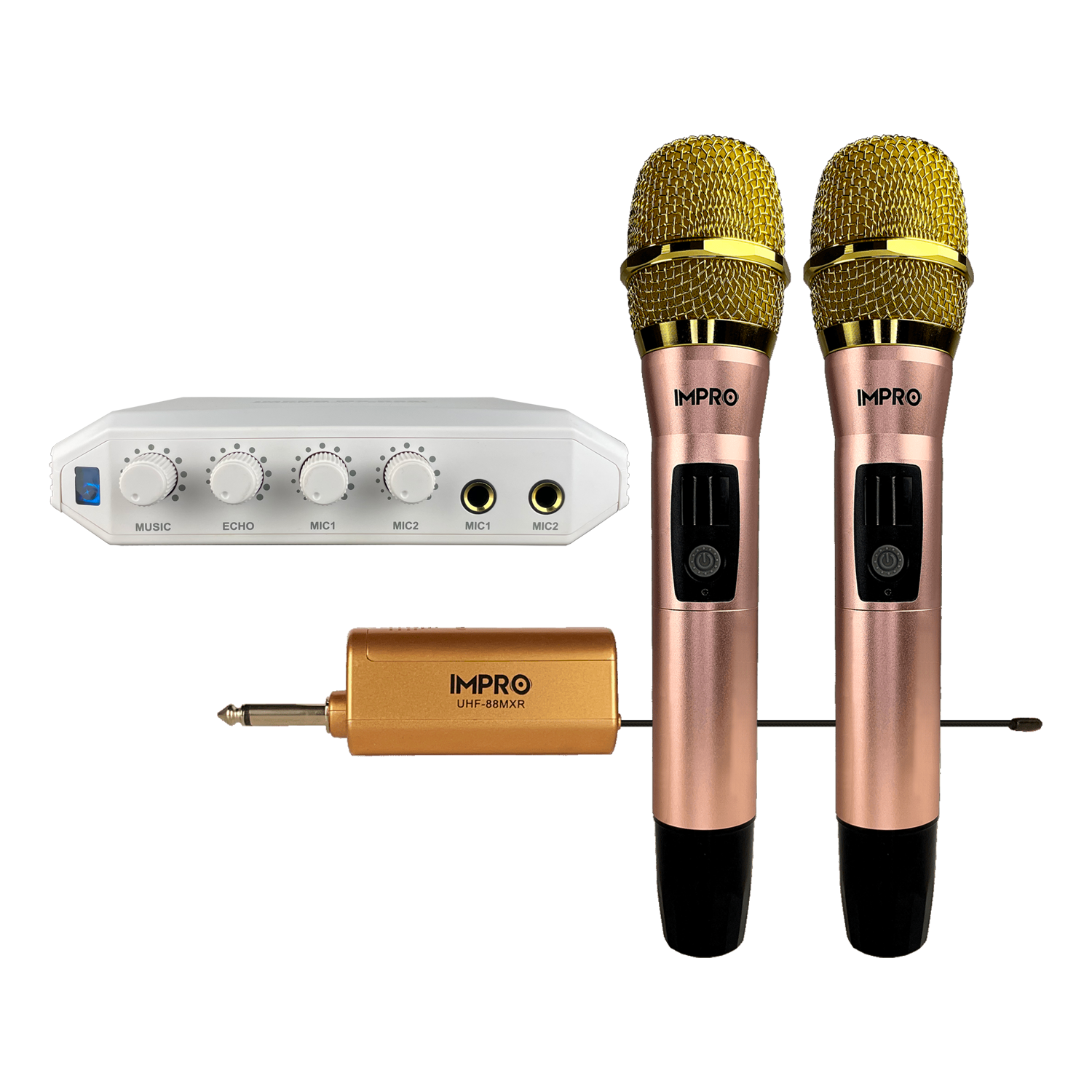 Karaoke Kickstart Dual Bundle: ImPro UHF Wireless Microphones & MX-R88i Compact Mixer