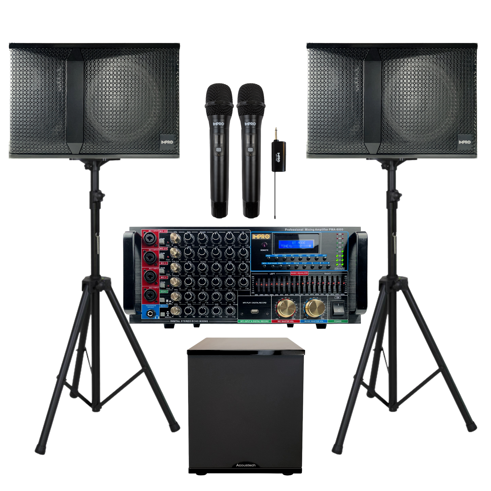 ImPro Epic Star Plus Package 1 with Mixing Amplifier, Speakers, Microphones, and Accessories (6 items)