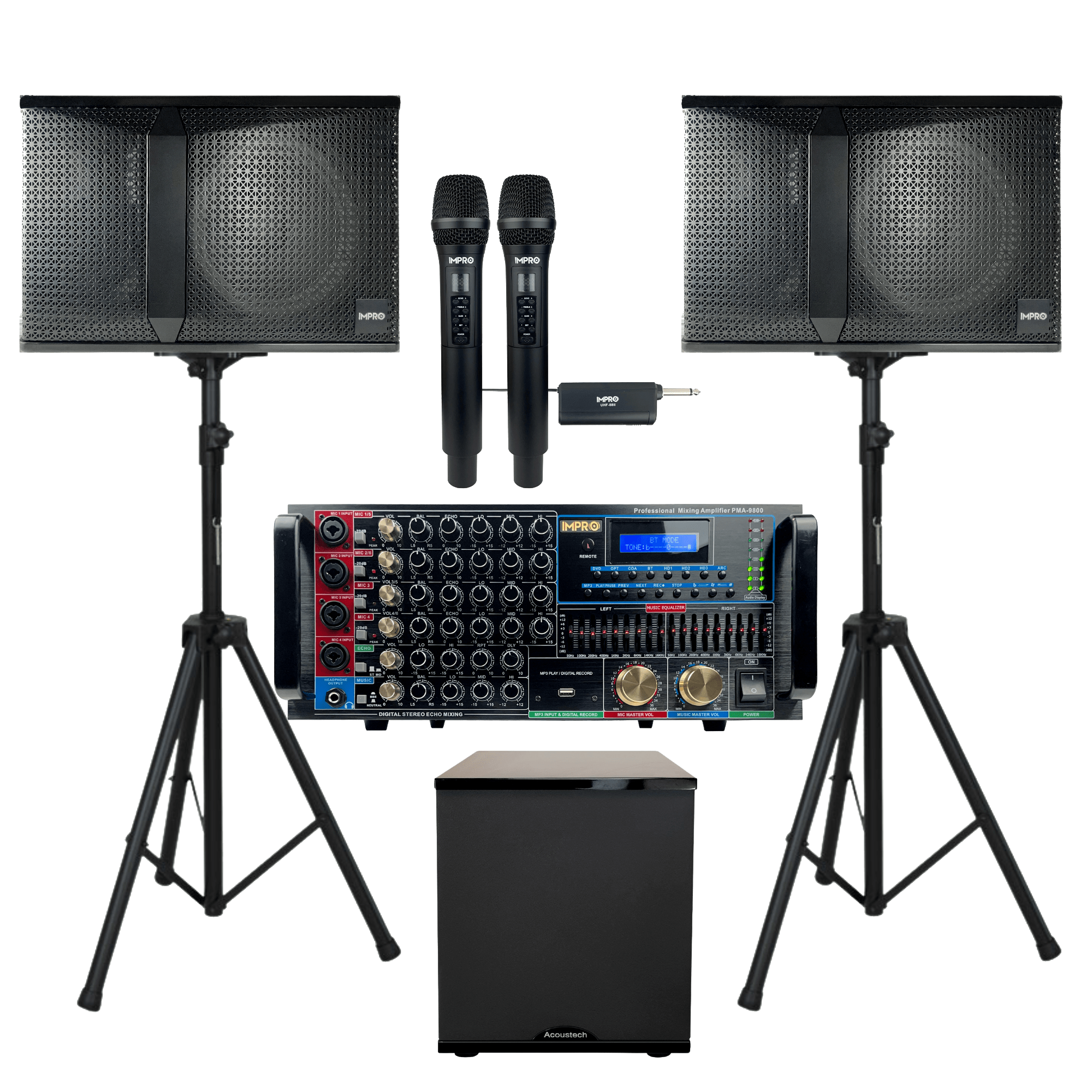 ImPro Epic Star Plus Package 3 with Mixing Amplifier, Speakers, Microphones, and Accessories (6 items)